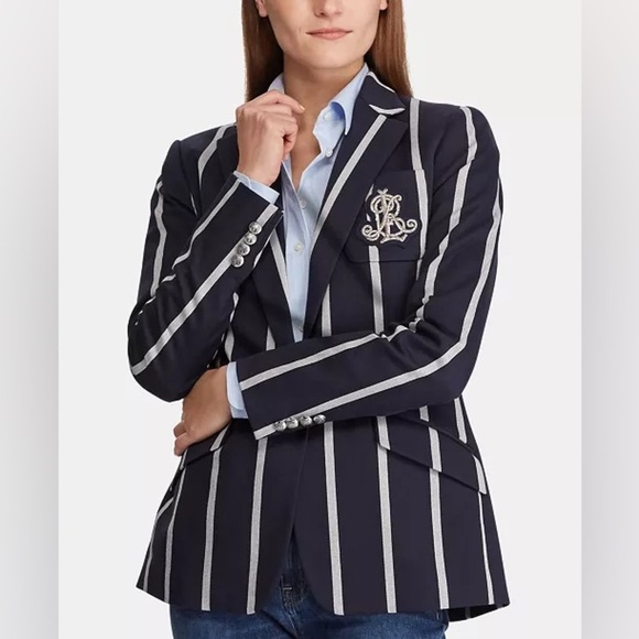 Ralph Lauren blue and White Stripped blazer jacket - Picture 2 of 8